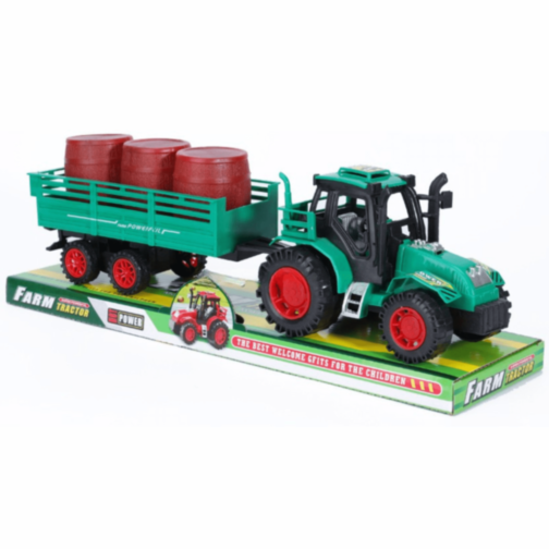Tractor cu Remorcă și Butoaie pentru Fermă