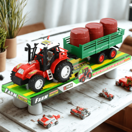 Tractor cu Remorcă și Butoaie pentru Fermă
