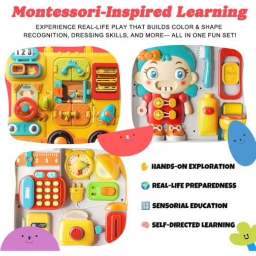 Busy Board Montessori Valiză Educațională 56 Activități