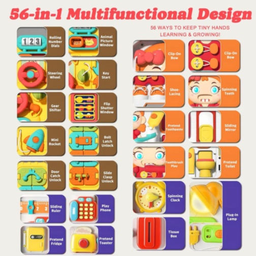 Busy Board Montessori Valiză Educațională 56 Activități