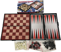 Joc de Dame, Șah și Table , set 3 în 1 Magnetic, 24cm