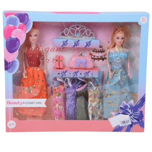 Set Păpuși Elegante cu Rochii și Accesorii