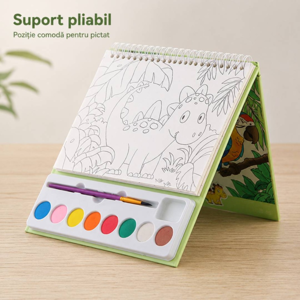 Set de pictură verde deschis ca suport pliabil într-o poziție comodă de lucru