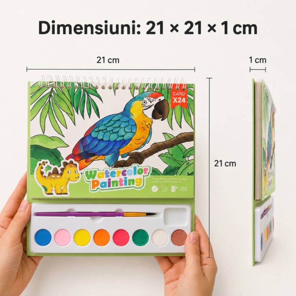 Dimensiunile setului de pictură pliabil: 21 × 21 × 1 cm