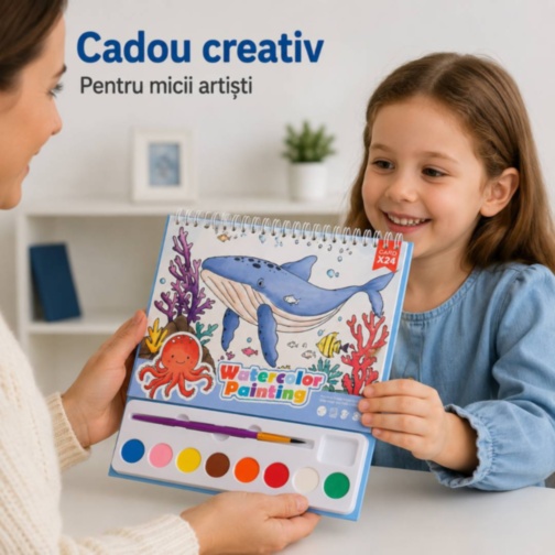 Set de pictură cu acuarele și 24 de planșe
